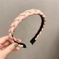Rosafarbener Haarreif aus geflochtenem PU-Leder mit modischem breitem Zopfmuster - Stil 3 / Rosa