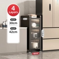 4-tier metal slim storage cabinet with glass doors, 30cm width for kitchen gaps - Deep 42 Gap Cabinet / 4 Layers - 30cm Wide / Black and Gray