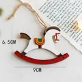 Handcrafted wooden rocking horse Christmas tree ornament with red and white details - White Rocking Horse (Style I)