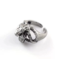 Vintage silver snake wrap ring with detailed scales and adjustable open band design - Adjustable Open / Style 29 (Antique Silver Wrap Open Snake)