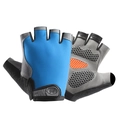 Blue and gray half-finger sports gloves with honeycomb silicone grip and velcro straps - Upgraded Silicone Shock Absorption Royal Blue