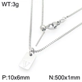 Silver stainless steel square pendant necklace featuring letter V with adjustable chain - Silver Letter V Style (KN293688-Z)