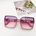 Gafas de sol cuadradas rosa degradado con patillas geométricas huecas de moda - Rosa Púrpura