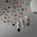 5D Halloween Nagelaufkleber mit Kürbissen und Geistern im geprägten 3D-Urlaubsdesign - Halloween Cartoon Gemischter Stil (CO-455)