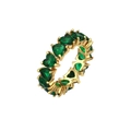 Bague plaquée or 18 carats élégante avec un zircon émeraude vert en forme de cœur - Plaqué Or 18K Zircon Vert-R987
