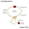 Detailoverzicht van zoetwaterparel armband met natuursteen en OT-sluiting maten - China Rood