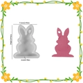 Pink heart-shaped bunny silicone mold and resin bunny casting for DIY crafts - Upright Ear Rabbit - Small