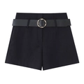 Damen High-Waist Shorts in Schwarz mit Kunstleder-Gürtel und goldener Schnalle - XS / Schwarze Shorts