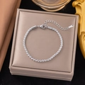 Silbernes Edelstahl-Herzarmband mit Kordelkette und verstellbarem Karabinerverschluss - 3mm S Kette / Silber Armband