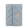 Portacarte elegante in ecopelle trapuntata grigio-blu con fibbia esagonale dorata - Blu