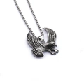 Silver stainless steel eagle pendant necklace with box chain for men in vintage style - Eagle / Silver
