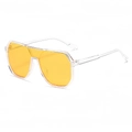 Stylish double-bridge pilot sunglasses with transparent frames and yellow lenses - Clear Frame Yellow Lens