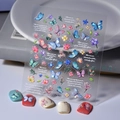 5D embossed aurora butterfly and flower nail stickers with 3D texture and laser effect - 3D Aurora Blue Pink Butterfly Floral Style (CO-045)