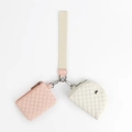 Set di due pochette trapuntate nei colori rosa e bianco con cordino in tessuto beige - Rosa Trapuntato