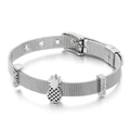 Silver mesh belt bracelet with pineapple pendant and rhinestone charm detail - Pineapple & Rhinestone Bar (KB114074-KHY)