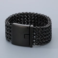Men's wide black fish scale steel bracelet with secure plug-in buckle in matte finish - Black (KB182947-KFC)