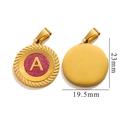 Detail view showing 23mm and 19.5mm dimensions for pink enamel A-letter pendant - Letter A