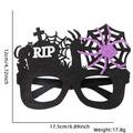 Halloween glasses with RIP tombstone and purple glitter spider design on black felt frame - Purple Spider RIP