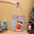 Sacchetto regalo di Natale in feltro grigio con renna 3D e decori di alberi - Alce Grigio