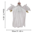 Hanging Halloween ghost decoration with glowing red eyes and 55cm size dimensions - White Flying Skeleton Ghost