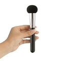 Professional makeup concealer brush with silver ferrule and sleek black handle - Silver Tube Mushroom Puff Brush