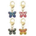 Cute butterfly keychains with colorful enamel wings and golden heart-shaped clasps - Butterfly Heart Collection (ER704)