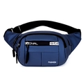 Riñonera de nailon azul oscuro impermeable con correa ajustable y bolsillos con cremallera - Azul