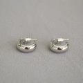 Boucles d'oreilles créoles épaisses en argent minimalistes avec finition polie et tiges 925 - Or Blanc