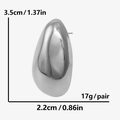 Detailansicht großer Tropfenohrringe in Silber mit den Maßen 3,5 cm x 2,2 cm und Gewicht - Silber