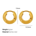 Orecchini a cerchio dorati in acciaio inossidabile con specifiche di misura 13mm e peso - Stile Piccolo Base (EH245金色耳环) / Oro
