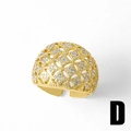 Adjustable golden open ring with hollow heart floral patterns and clear zircons style D - Arch Hollow Floral Style (D)