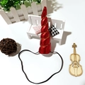 Cerchietto con corno di unicorno rosso con strisce dorate ed elastico nero per bambini - Rosso