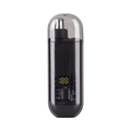 Electric nose hair trimmer with transparent shell and LED battery display on white background - LCD Digital Display Version / Black