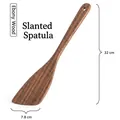 Ebony wood slanted spatula for non-stick pans with long handle, size 32cm x 7.8cm - Ebony Slanted Spatula / 32cm*7.8cm