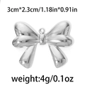 Silver bow knot pendant in 304 stainless steel, size 3x2.3cm and 4g for DIY jewelry - Large Mirror Bowknot-TP0417 / Silver