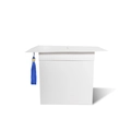 White graduation card box featuring a blue tassel and classic square graduation cap design - Plain (Blue Tassel) / White