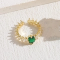 14K vergoldeter Ring mit grünem Zirkon im Smaragdschliff und Marquise-Steinen - Smaragdgrüner Quadratischer Zirkonia