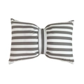 Grey and white striped velvet bow pillow with elegant central strap for home decor - Grey Stripe