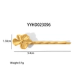 Dettaglio macro della clip per capelli a fiore dorato con dimensioni e peso indicati - Forma del Fiore Cavo (YYHD023096)