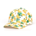 Tropical banana and green leaf print baseball cap with curved brim on white background - White Background Banana and Green Leaf Style (36#)
