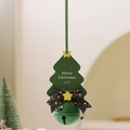 Green Christmas bell ornament with star-patterned bow and Merry Christmas tree tag - Christmas Card Bell Pendant Type A - Green