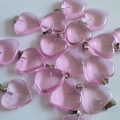 Translucent pink resin heart pendants with metal clasp for DIY jewelry making - Pink Glass