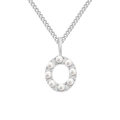 Elegant minimalist silver stainless steel necklace with pearl-inlaid letter O charm - Letter O / Steel Color