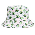Rosa Anglerhut aus Baumwolle mit grünem Avocado-Muster und bunten Streifen - Rosa Avocado