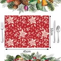 Detalle del mantel individual rojo de Navidad con motivo de flor de pascua y 45x32cm - Estilo Poinsettia Roja