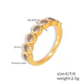 Bague minimaliste en acier titane doré avec incrustation de zircons cubiques - Or Zircon Blanc