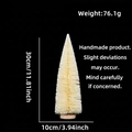 Macro view of 30cm mini cream sisal Christmas tree with a natural wooden base - No Packaging / 30CM White