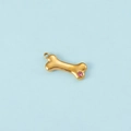 Golden bone pendant with pink zircon stone inlay and metal hanging ring for DIY - Gold Color October