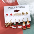 Set di 6 paia di orecchini natalizi con Babbo Natale, renne e alberelli - Modello 06 A-1403