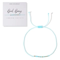 Pulsera de código Morse azul cielo en tarjeta Girl Gang con cordón trenzado ajustable - Código Morse Girl Gang Azul Cielo Oro